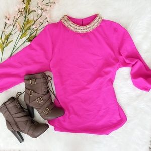 💎 Bling neckline pink blouse💎